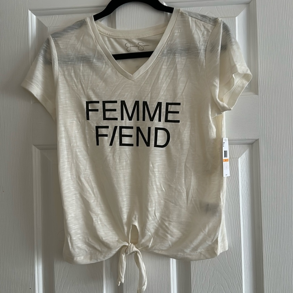 Jessica Simpson tie t-shirt